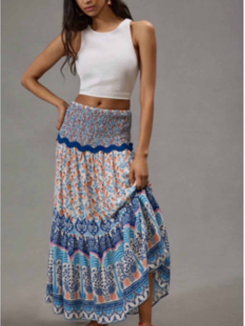 Farm Rio x Anthropologie Ruffled Printed Tapestry Skirt